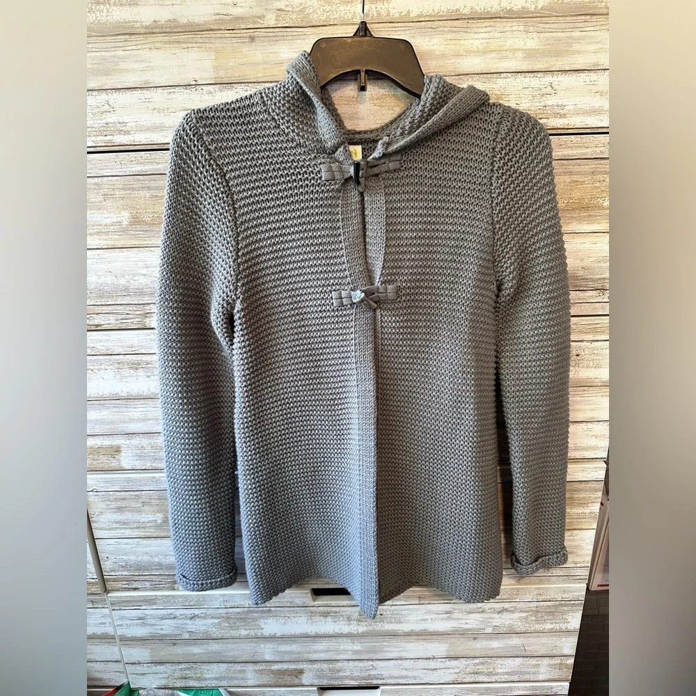 🩶 Crazy 8 Gray Hooded Toggle Knit Sweater Cardigan Kids L 10-12